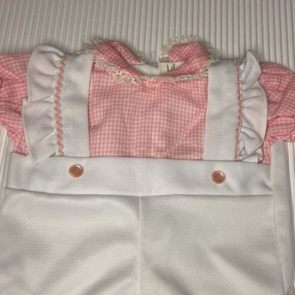 Vintage Precious Moments Newborn Romper Pink and white gingham - Picture 3 of 7
